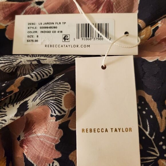 Rebecca Tylor Jardin Keyhole Neck Blouse In Indigo - Picture 13 of 13